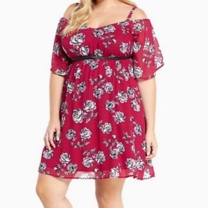 Torrid size 3 floral cold shoulder dress